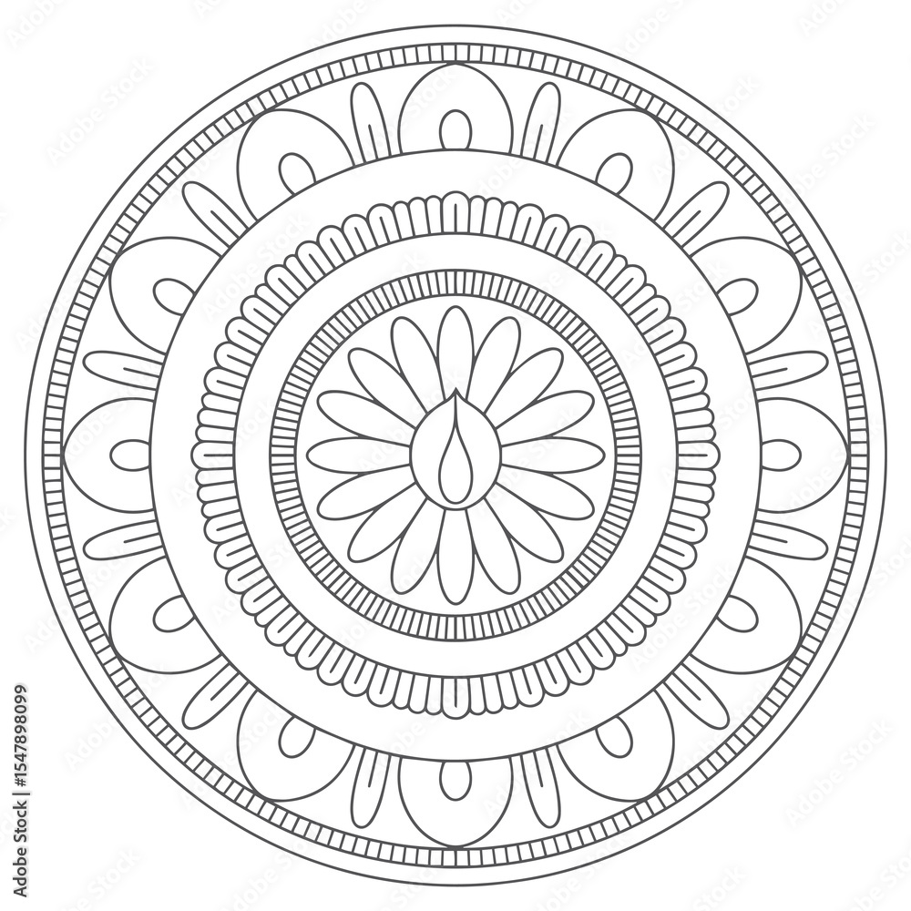 Obraz premium Gray Scale Circular Mandala Design Flower Pattern vector