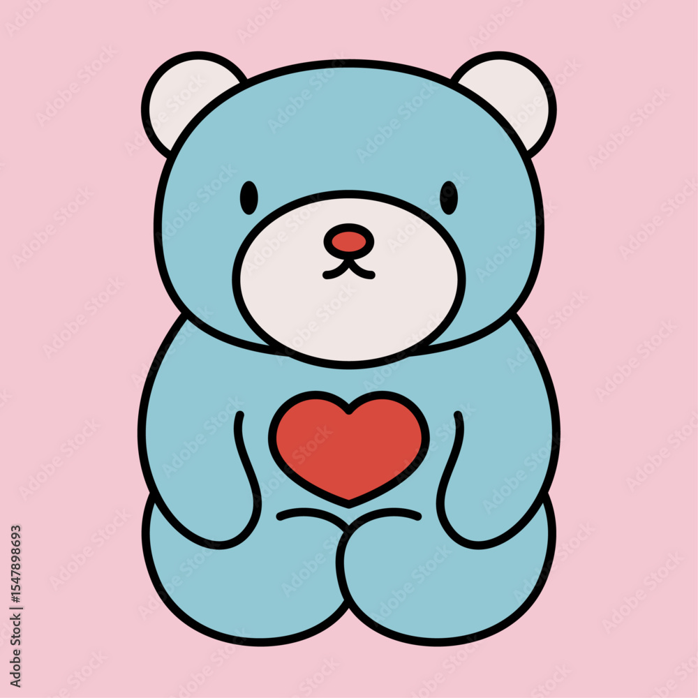 Cute Teddy Bear With Heart on Pink Background Cute Teddy Bear With Heart on Pink Background