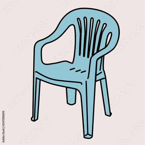 Isolated Light Blue Plastic Chair Vector Drawing