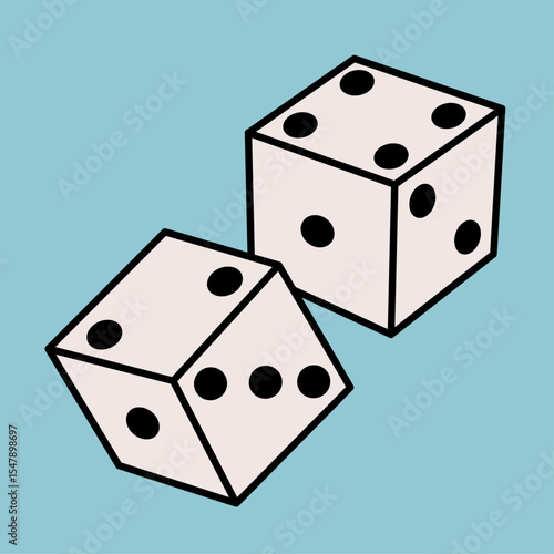 Pair of Dieces on Light Blue Background