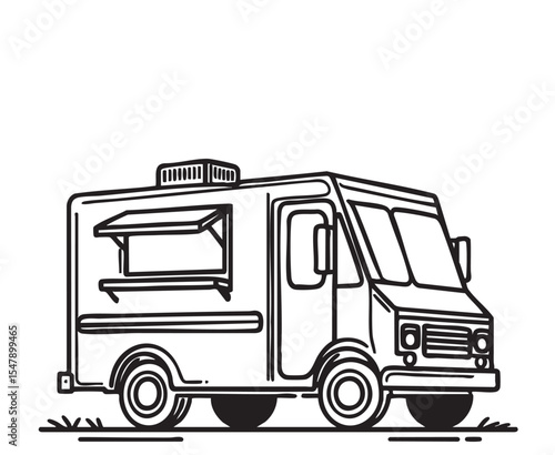 Food truck line sketch