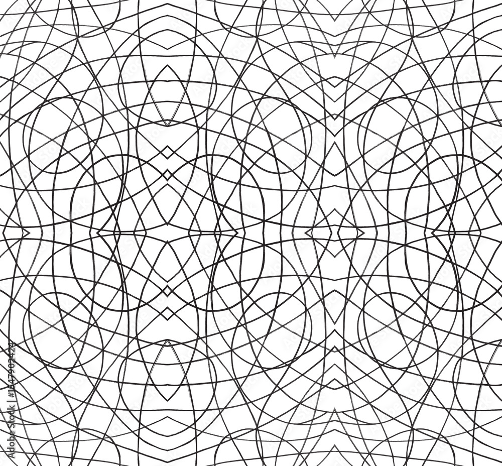 Obraz premium Abstract Lines Collage Pattern Hand Drawn Technique