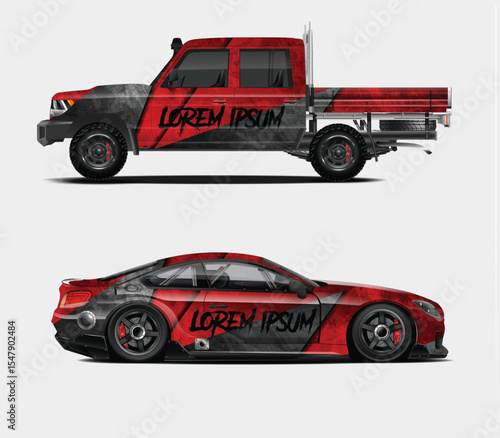 Red and Black Car and Truck Wrap Designs