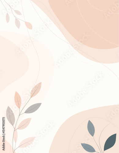 Minimal Botanical Background with Soft Pastel Leaves