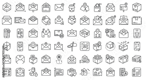 Email and communication icon set for digital interface and design projects vector illustration