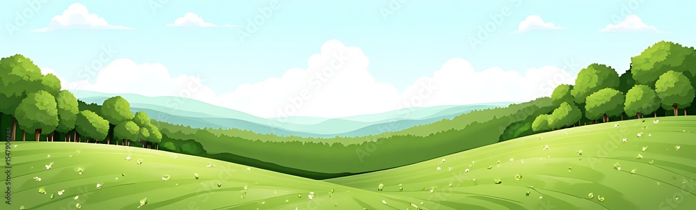Fototapeta premium Spring Landscape Background Simple Vector Illustration