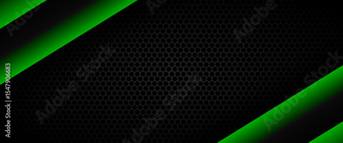 Abstact green line vector banner. Overlap layers on black background with free space for your design. vector Modern header