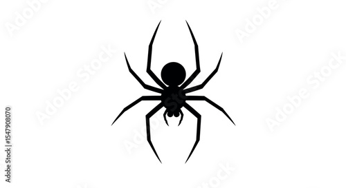 Silhouette of spider with eight legs and round body on white background vector illustration