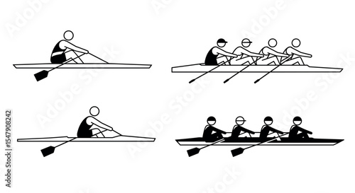 Rowing team silhouette illustration for sports concept design vector illustration