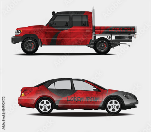 Red and Black Car and Truck Wrap Designs