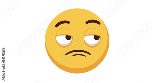 Bored yellow emoji face with disapproving expression on white background vector illustration