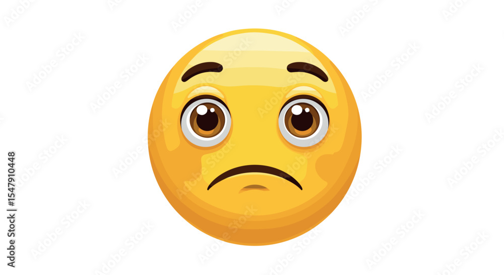 Fototapeta premium Sad emoji expression with big eyes on white background vector illustration