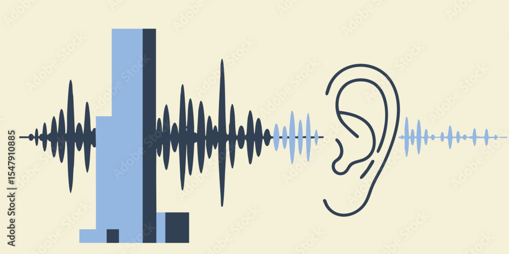 Obraz premium Sound Wave and Human Ear Conceptual Illustration