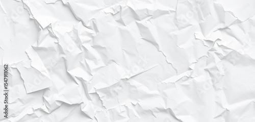 Crumpled white paper texture; aged, creased, grunge background,  white,  creases