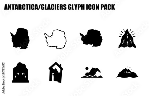 Antarctica/Glaciers glyph icons depicting various landforms with no demographic details.