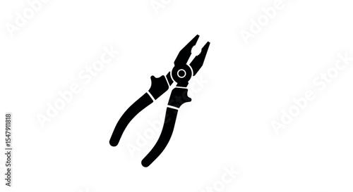 Silhouette of black pliers isolated on white background vector illustration
