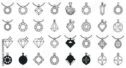 Elegant gemstone pendant designs for jewelry crafting and inspiration vector illustration