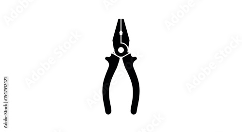 Silhouette of pliers with black handles on white background vector illustration