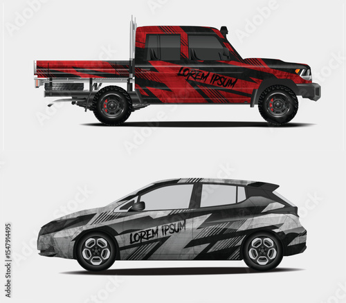 Vehicle Wrap Designs for Pickup Truck and Car