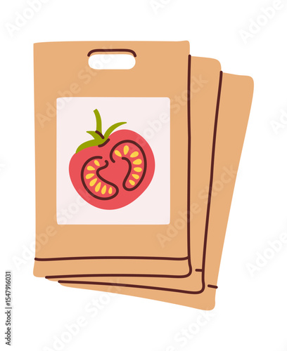 Tomatoes seeds packet hand drawn