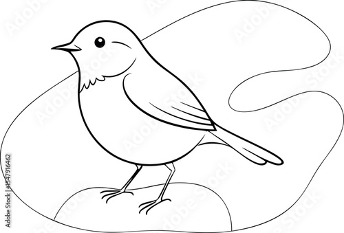 Elegant Kinglet Bird Line Art Vector Illustration