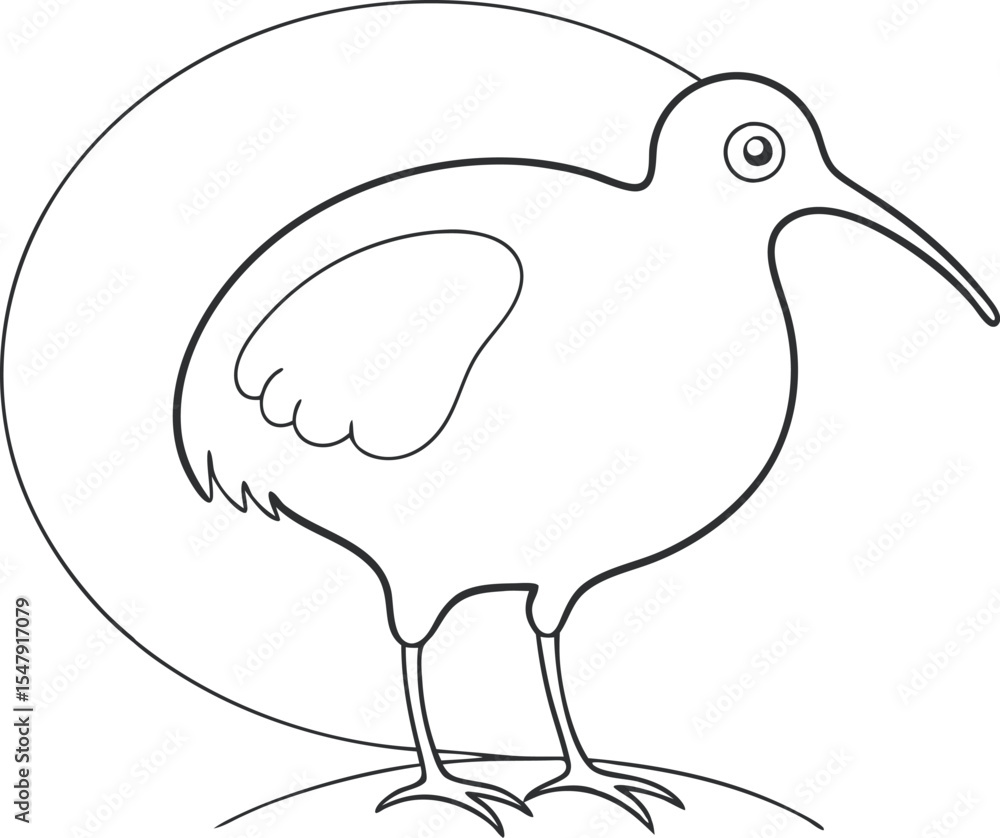 Elegant Kiwi Bird Line Art Vector for Design Projects Elegant Kiwi Bird Line Art Vector for Design Projects