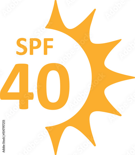 Sun protection icon. UV index 40 SPF. vector illustration