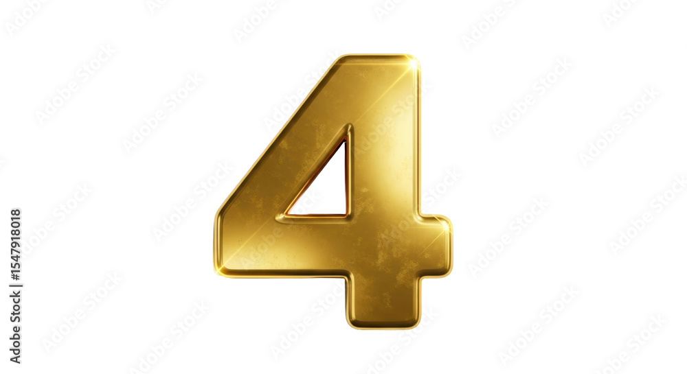 Obraz premium Isolated Gold Number Four