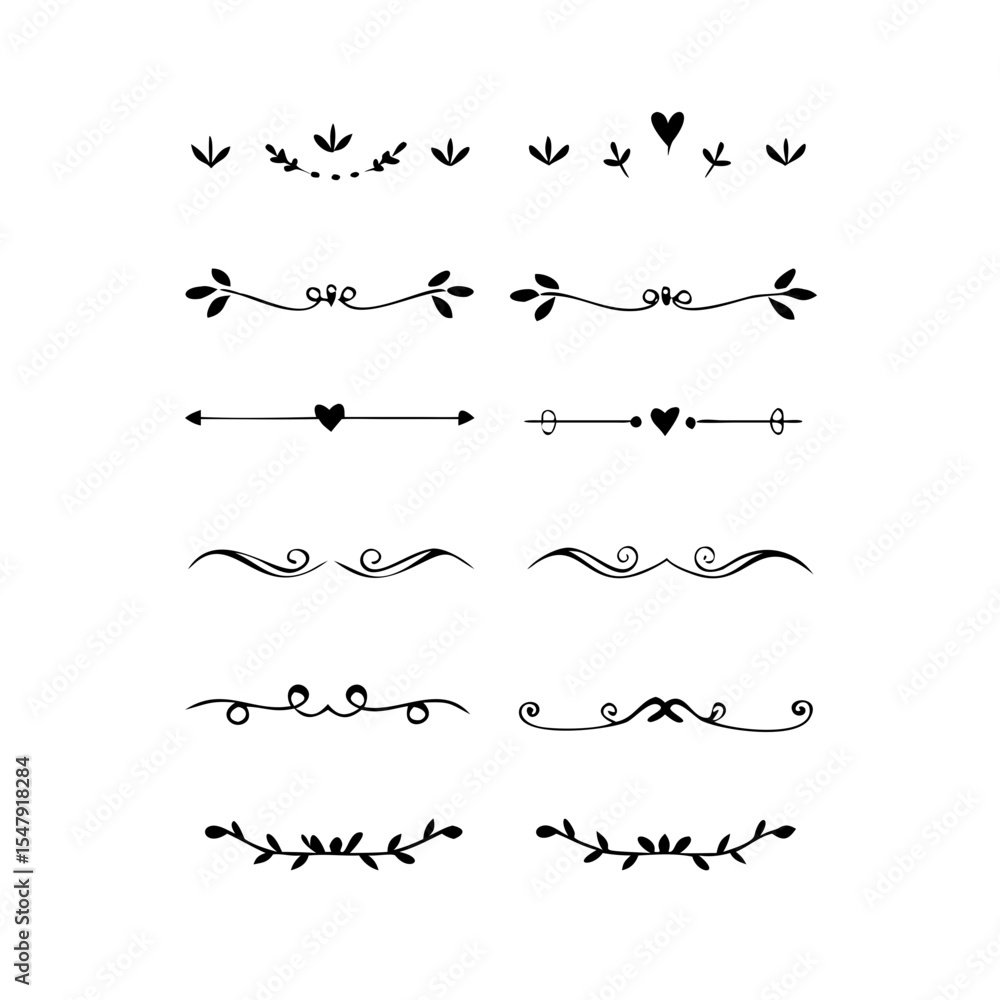 Page Divider And Design Elements. Set of Various Simple Black Divider Design, Assorted Divider Collection Template Vector. Collection of floral dividers elements mega decoration for Calligraphy.
Page Divider And Design Elements. Set of Various Simple Black Divider Design, Assorted Divider Collection Template Vector. Collection of floral dividers elements mega decoration for Calligraphy.