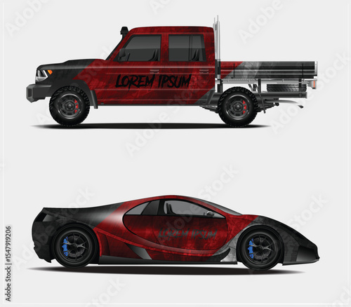 Red and Black Car and Truck Wrap Designs