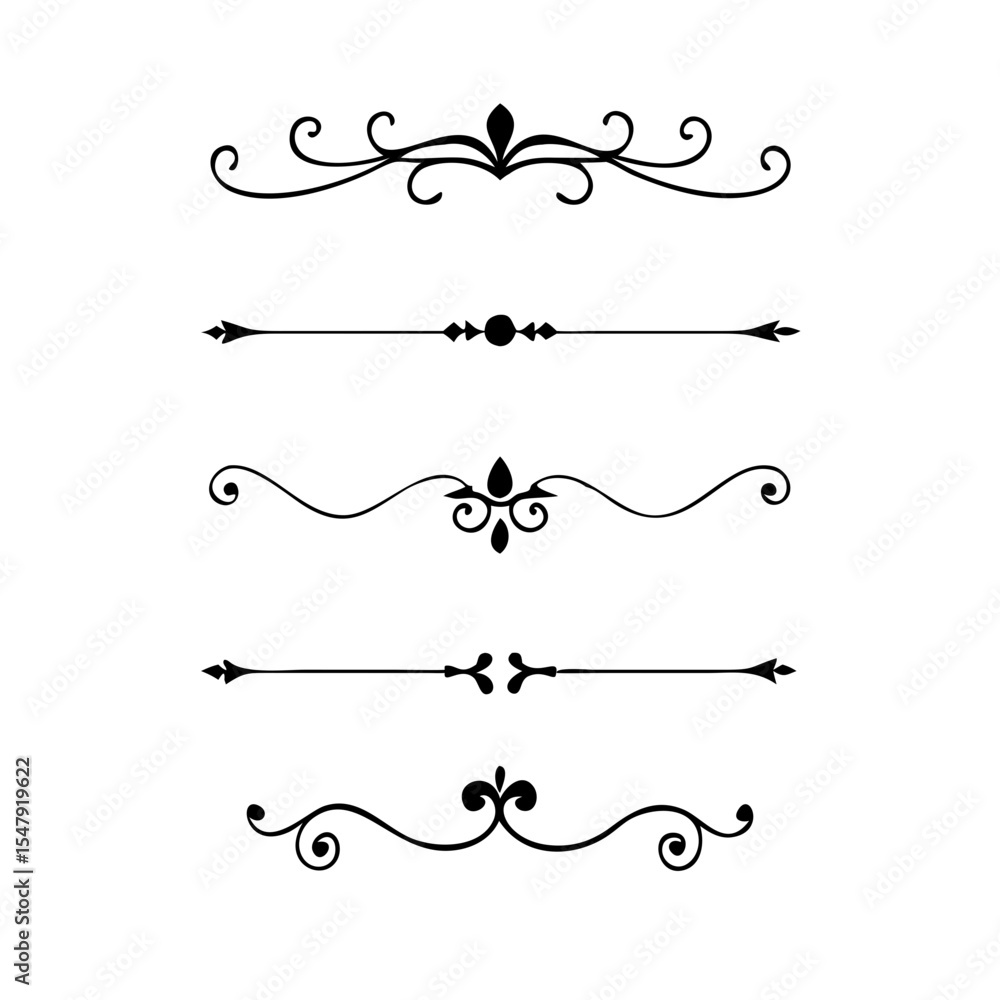 Page Divider And Design Elements. Set of Various Simple Black Divider Design, Assorted Divider Collection Template Vector. Collection of floral dividers elements mega decoration for Calligraphy.
Page Divider And Design Elements. Set of Various Simple Black Divider Design, Assorted Divider Collection Template Vector. Collection of floral dividers elements mega decoration for Calligraphy.
