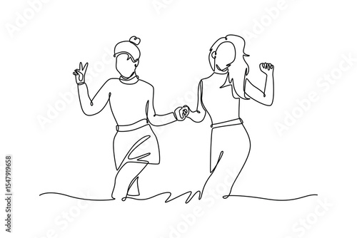 Friendship concept. Single line draw design. Vector graphic illustration
