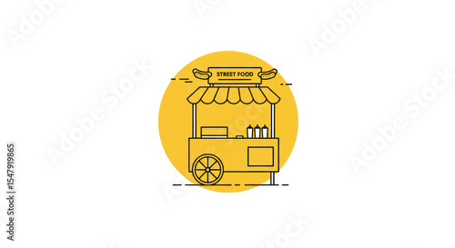 Street Food Cart Illustration: Simple Yellow Icon