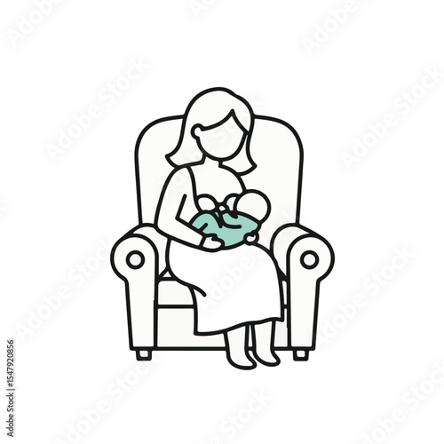 A mother lovingly breastfeeding her baby while seated. 
