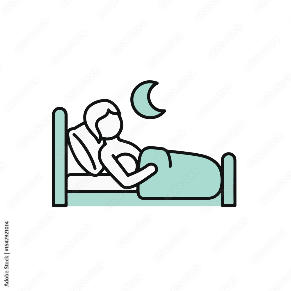 Fototapeta premium Sleeping peacefully in the bed, embrace the moon.