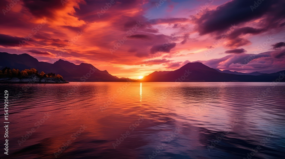 Fototapeta premium fjord scandinavian sun