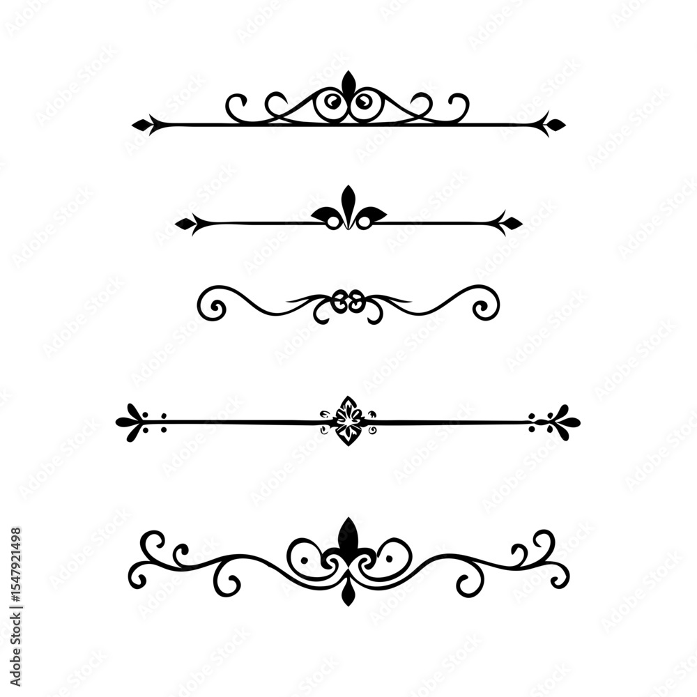 Page Divider And Design Elements. Set of Various Simple Black Divider Design, Assorted Divider Collection Template Vector. Collection of floral dividers elements mega decoration for Calligraphy.
Page Divider And Design Elements. Set of Various Simple Black Divider Design, Assorted Divider Collection Template Vector. Collection of floral dividers elements mega decoration for Calligraphy.