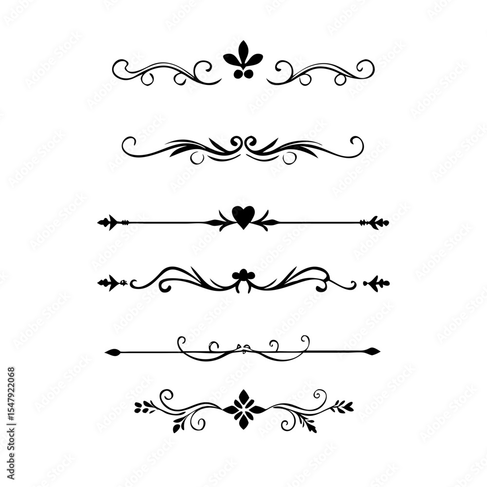 Page Divider And Design Elements. Set of Various Simple Black Divider Design, Assorted Divider Collection Template Vector. Collection of floral dividers elements mega decoration for Calligraphy.
Page Divider And Design Elements. Set of Various Simple Black Divider Design, Assorted Divider Collection Template Vector. Collection of floral dividers elements mega decoration for Calligraphy.
