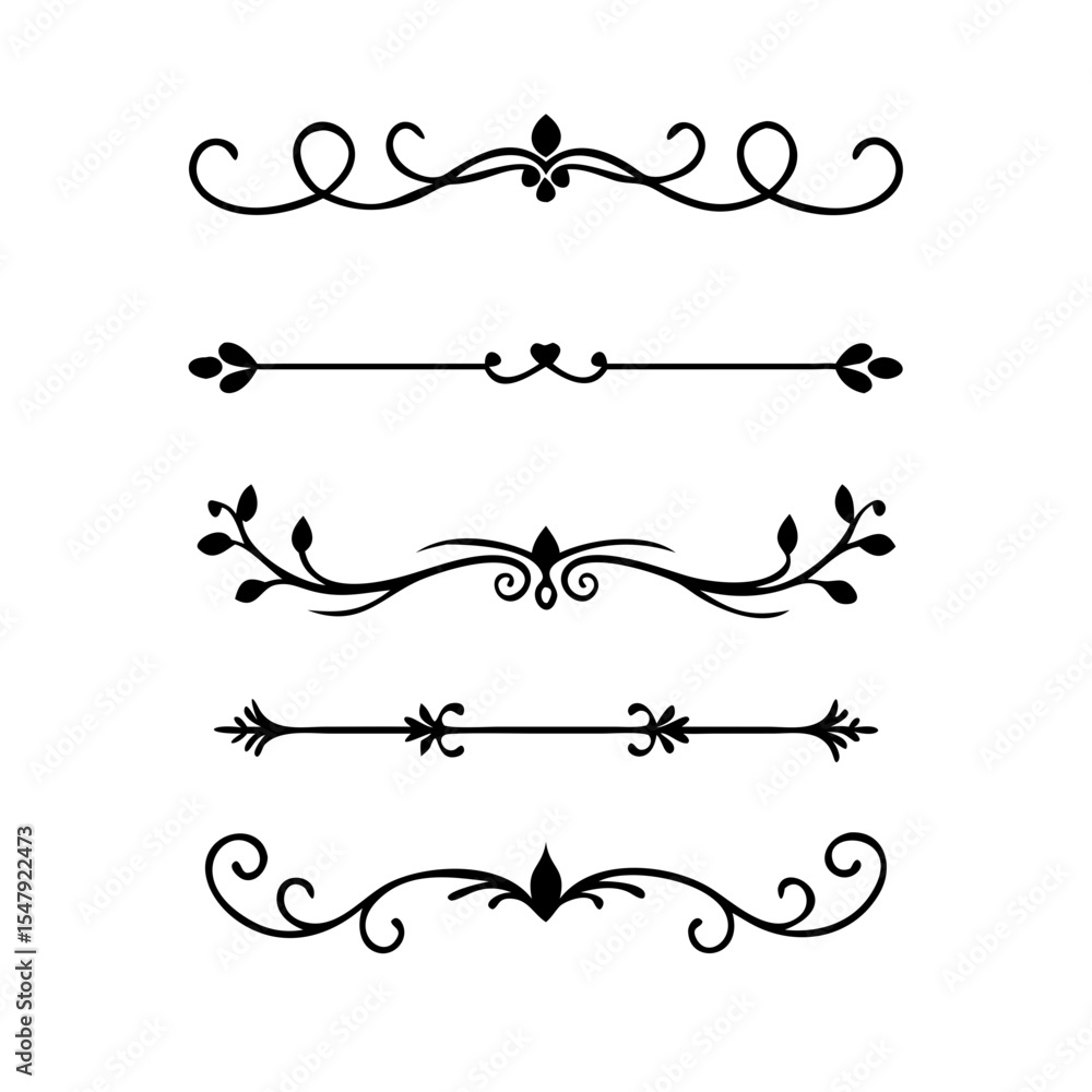 Page Divider And Design Elements. Set of Various Simple Black Divider Design, Assorted Divider Collection Template Vector. Collection of floral dividers elements mega decoration for Calligraphy.
Page Divider And Design Elements. Set of Various Simple Black Divider Design, Assorted Divider Collection Template Vector. Collection of floral dividers elements mega decoration for Calligraphy.