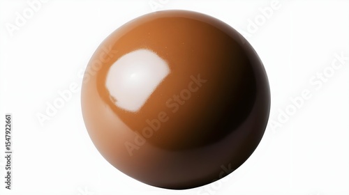Chocolate, Sphere, Ball, Single Brown Chocolate Sphere on White Background