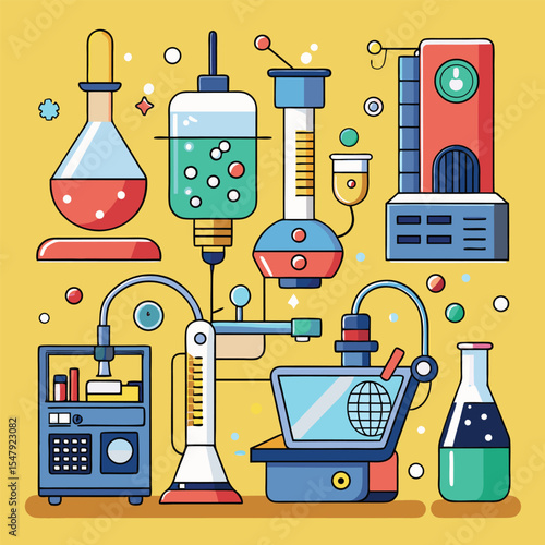 DIY home lab equipment ? vector tools for homemade science kits and experiments.eps