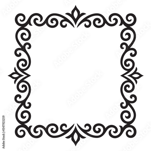 Elegant black and white decorative square frame for design elements.