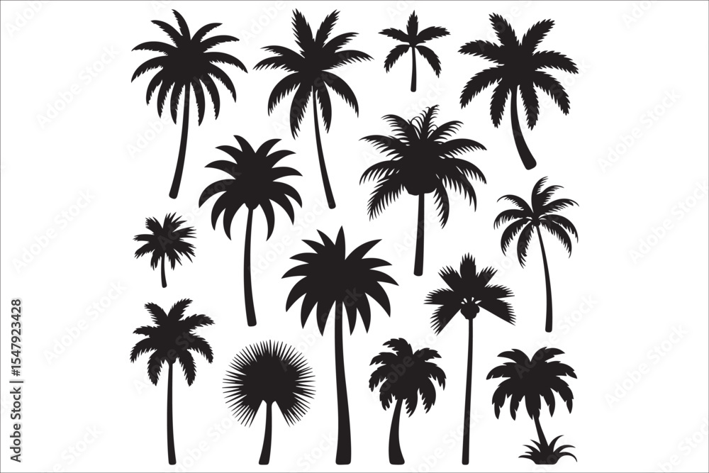 Fototapeta premium Beach Silhouette Bundle | Tropical Sunset & Palm Tree Scenes