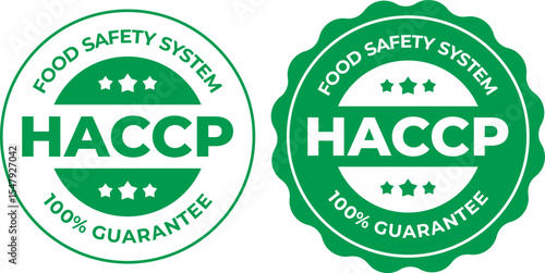 HACCP Certified Logo – Food Safety System Badge, Label, and Icon in Green & Gold Flat Vector Illustration