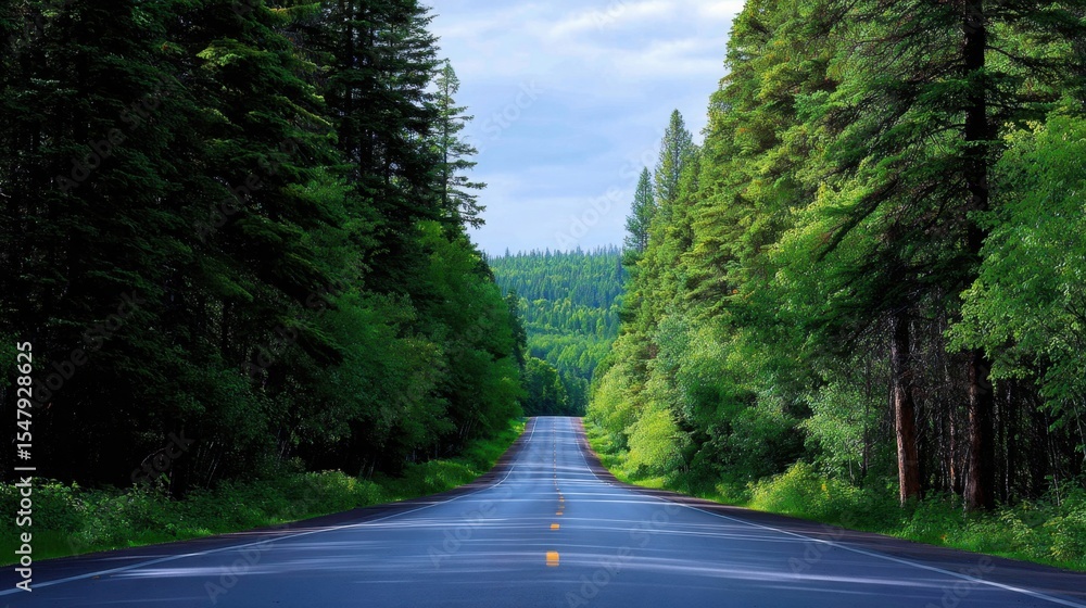 Fototapeta premium Straight road stretching through endless trees