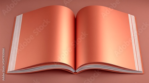 Open Copper Book Mockup with Blank Pages, and Design.