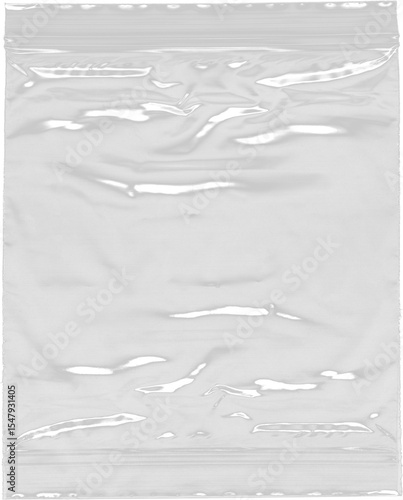Wrinkled clear plastic ziplock bag.