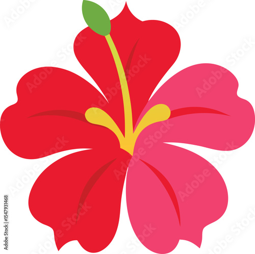 Vector illustration of a stylized hibiscus flower with transparent background
