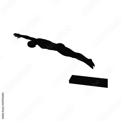 Silhouette of a Diver Leaping from a Diving Board
