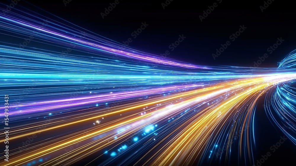 Obraz premium Abstract AI Data Stream Background: Futuristic Glowing Circuit Network for Fast Communication Technology